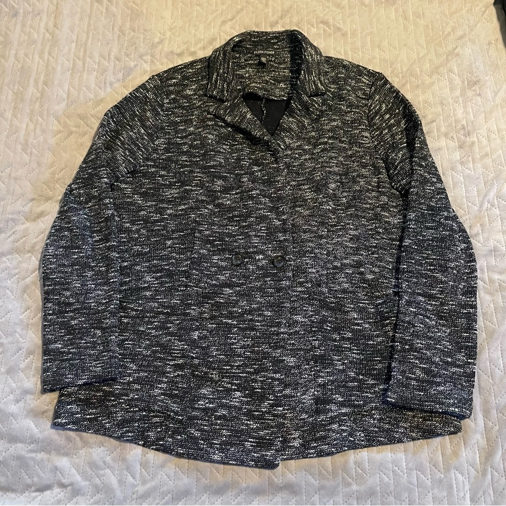 Eileen Fisher button‎ up sweater organic cotton blend womens medium EUC